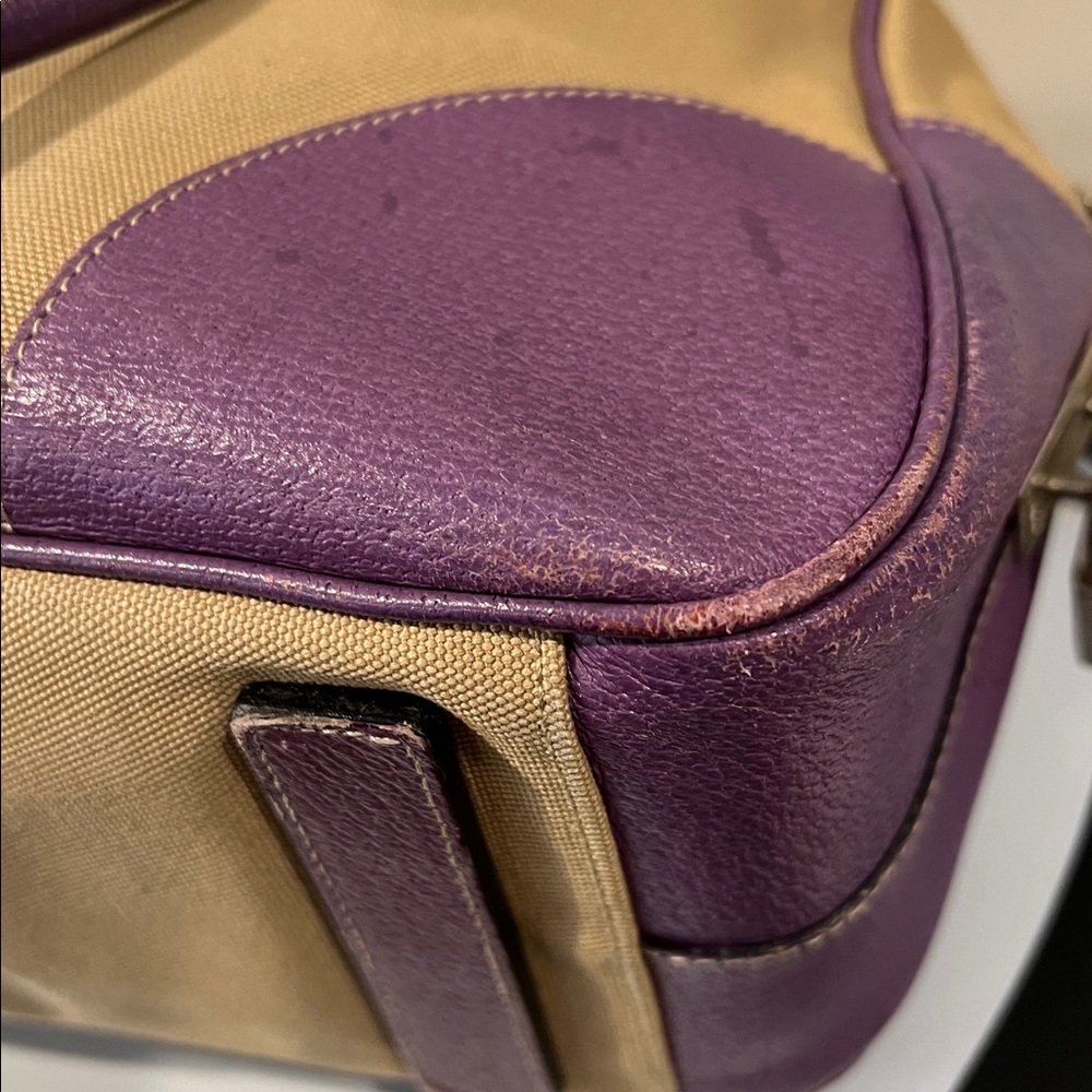 Prada Beige Canvas Satchel with Purple Leather Trim - Picture 12 of 16